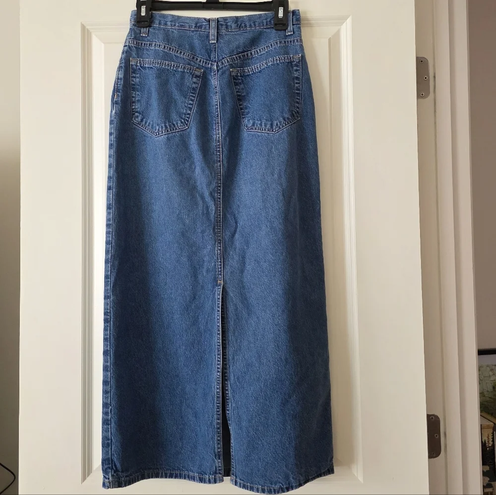 SOLD Vintage Liz Claiborne Liz Wear Jeans maxi Denim Skirt Womens 4 - Picture 1 of 6